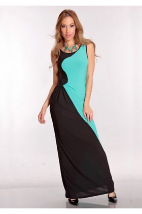 Tweekleurige lange jurk