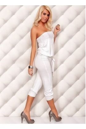 Witte strapless jumpsuit