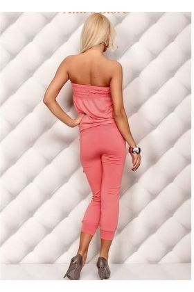 Roze strapless jumpsuit